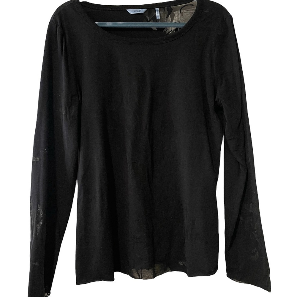IZOD ladies black with dainty lace cutouts. Size XL. R
